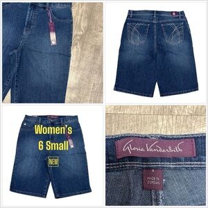 Women's Gloria Vanderbilt 6 Small Shorts Bermuda Jeans Navy Blue Spandex NWT